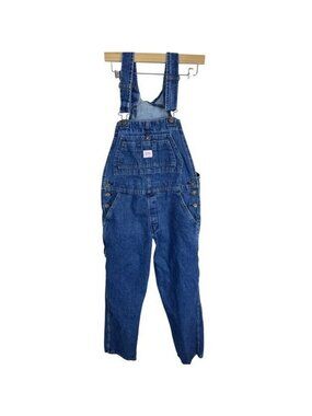 Vintage 90s Key Industries Denim Bib Overalls Med Wash Workwear Utility Women 8